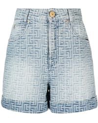 Balmain - Monogrammed High-Waist Shorts - Lyst