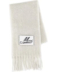 Marni - Logo Patch Fringed Scarf - Lyst