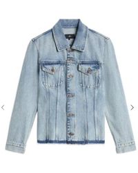 7 For All Mankind - Trucker Button Frayed Jacket - Lyst