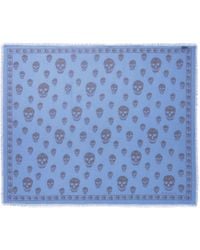 McQueen - Classic Skull Printed Frayed-Edeg Scarf - Lyst