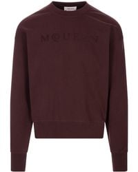 McQueen - Logo Printed Crewneck Sweatshirt - Lyst