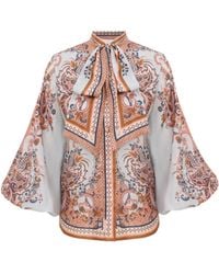 Zimmermann - Aster Tie Neck Blouse - Lyst