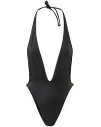 Versace - Halterneck Plunge-Neck Swimsuit - Lyst