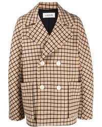 Lanvin - Check Pattern Short Coat - Lyst