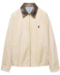 Prada - Leather-Trim Canvas Bomber Jacket - Lyst