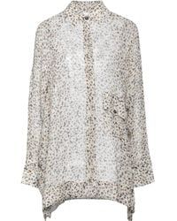 Ganni - Floral Long-Sleeved Chiffon Shirt - Lyst