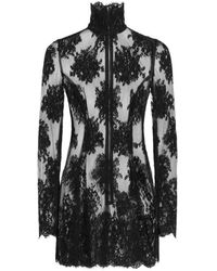 Dolce & Gabbana - Lace High-Neck Mini Dress - Lyst