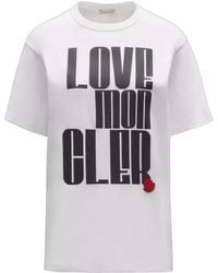 Moncler - Slogan-Print Logo-Patch T-Shirt - Lyst