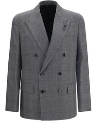 Lardini - Checked Double-Breasted Blazer - Lyst