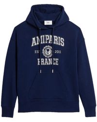 Ami Paris - Logo-Printed Long-Sleeved Drawstring Hoodie - Lyst
