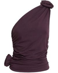 Magda Butrym - Draped Jersey One-Shoulder Top W/ Rose - Lyst