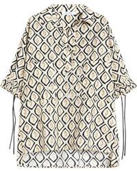 Max Mara - Cotton Poplin Printed Drawstring Shirt - Lyst