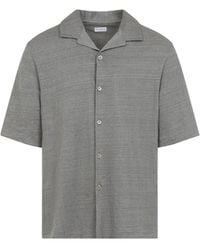 Brunello Cucinelli - Linen And Cotton Mélange Jersey Short Sleeve Shirt With Camp Collar - Lyst