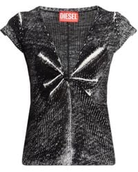 DIESEL - Knotted V-Neck T-Shirt - Lyst