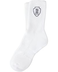 Brunello Cucinelli - Logo Emblem Ribbed Ankle Socks - Lyst
