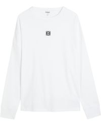 Loewe - Logo-Embroidered Long-Sleeve Cotton T-Shirt - Lyst