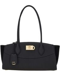 Ferragamo - Ferragamo Embossed Top Handle Shoulder Bag - Lyst