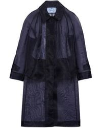 Prada - Long-Sleeved Single-Breasted Crinoline Coat - Lyst