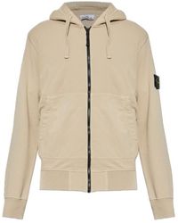 Stone Island - Logo Patch Zip-Up Hoodie - Lyst