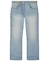Versace - Logo-Patch Cropped Jeans - Lyst