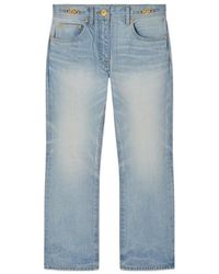 Versace - Logo-Patch Cropped Jeans - Lyst