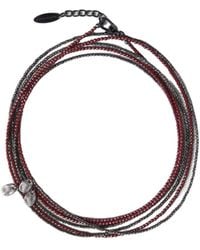 Brunello Cucinelli - Hematite And Sterling Wrap Bracelet - Lyst