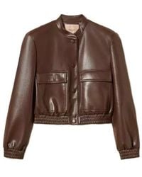 Twinset - Faux Leather Bomber Jacket With Pockets - Lyst