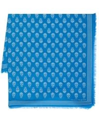 McQueen - Skull-Printed Fringed Scarf - Lyst