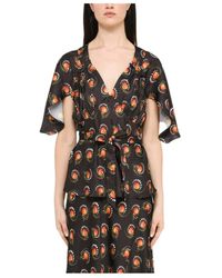 Rabanne - Motif-Print V-Neck Top - Lyst