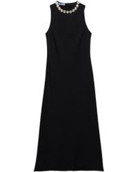 Prada - Embellished Sleeveless Midi Dress - Lyst