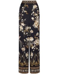 CAMILLA - Embellished Embroidered Printed Silk-Satin Pants - Lyst