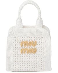 Miu Miu - Raffia-Effect Crochet Fabric Tote Bag - Lyst