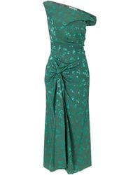 Dries Van Noten - Floral-Jacquard Knot-Detail Satin Midi Dress - Lyst