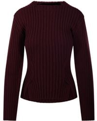 Victoria Beckham - Ribbed Fitted Knitted Jumper - Lyst