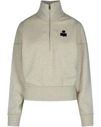 Isabel Marant - Isabel Marant Étoile Ross Logo-Flocked Zip-Up Sweatshirt - Lyst