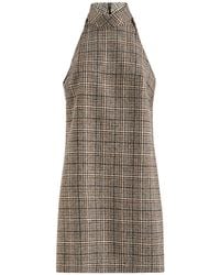 Brunello Cucinelli - Checked Alpaca And Wool Dress With Monili - Lyst