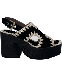 Mou - Crochet-Trim Platform Sandals - Lyst