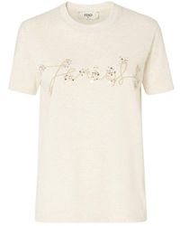 Fendi - Logo Embellished Crewneck T-Shirt - Lyst