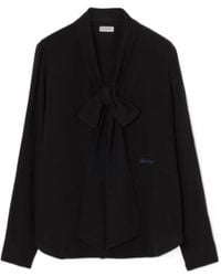 Burberry - Silk Crepe De Chine Scarf Blouse - Lyst