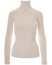 Elisabetta Franchi - Logo Plaque High-Neck Jumper - Lyst