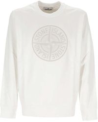Stone Island - Logo Embroidered Crewneck Sweatshirt - Lyst