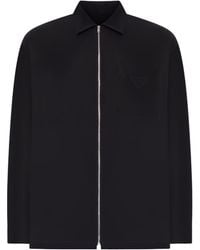 Prada - Cotton Overshirt With Zip - Lyst