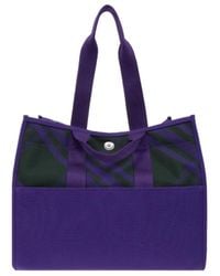 Burberry - Check Pattern Tote Bag - Lyst