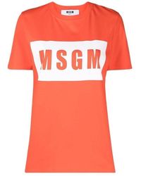 MSGM - Logo-Print Cropped T-Shirt - Lyst