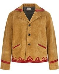 Bode - Trefoil Long-Sleeved Leather Jacket - Lyst