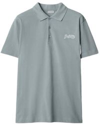 Burberry - Logo Embroidered Straight Hem Polo Shirt - Lyst