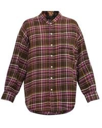 R13 - Oversized Tartan Scarf-Detail Shirt - Lyst