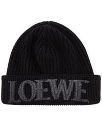 Loewe - Logo-Embroidered Wool Beanie - Lyst