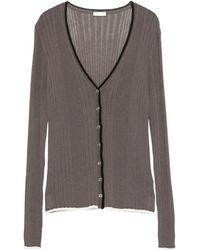 Roberto Collina - Contrasting Hem V-Neck Ribbed Cardigan - Lyst
