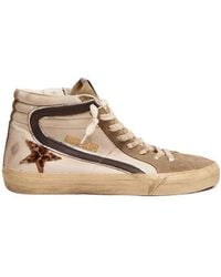 Golden Goose - Slide Sneakers With Leopard-Print Pony Skin Star And Leather Flash - Lyst